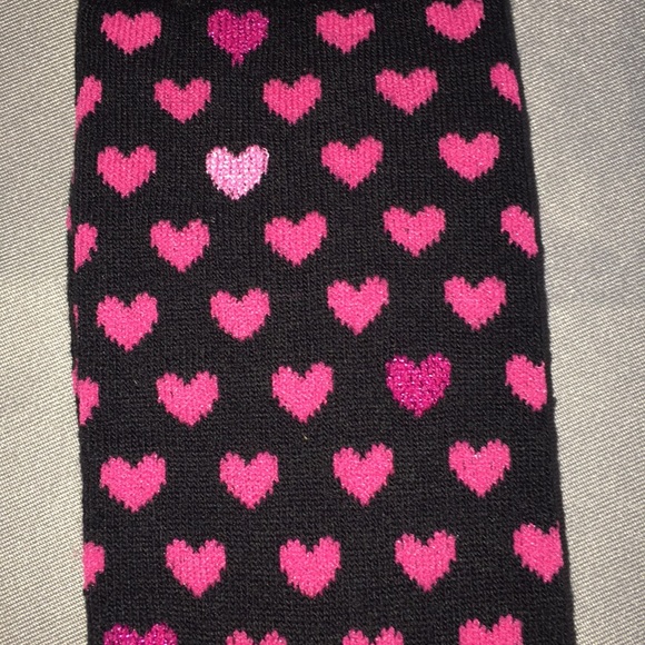 K. Bell Black and Pink Heart Crew Socks NWT - Picture 3 of 4